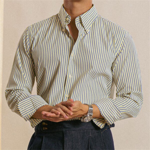 Casual Contrasting Stripes Long Sleeve Shirt P0257