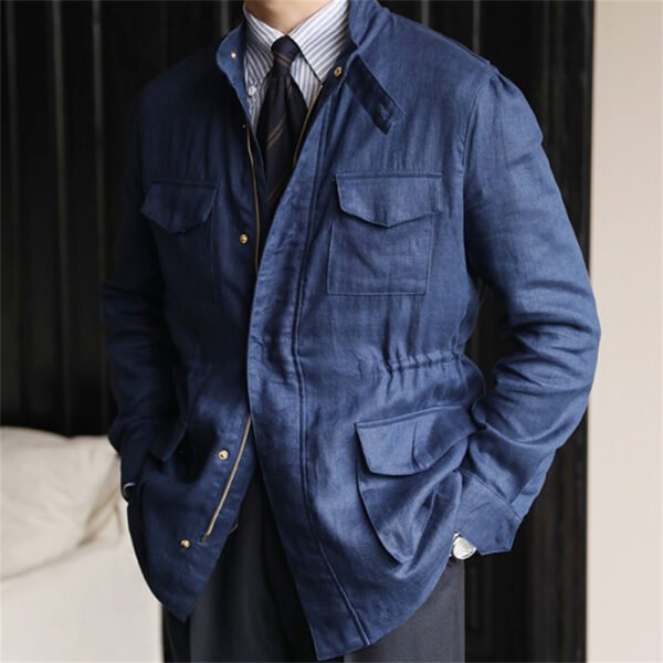 Linen Lapel Outwear Top Coat Jacket P0264 - Image 6