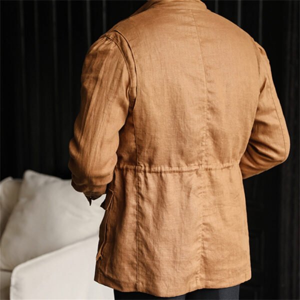 Linen Lapel Outwear Top Coat Jacket P0264 - Image 4