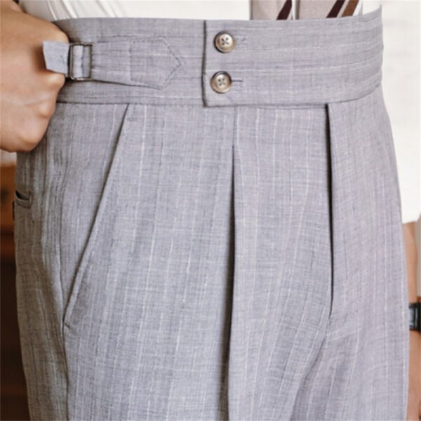 Italian Casual High Waist Straight Striped Pants P0260