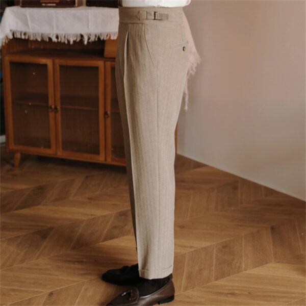 Italian Casual High Waist Straight Striped Pants P0260 - Image 5