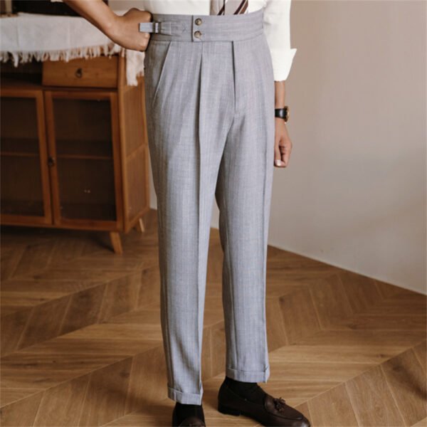 Italian Casual High Waist Straight Striped Pants P0260 - Image 6