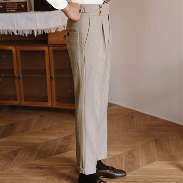 Italian Casual High Waist Straight Striped Pants P0260 - Image 4
