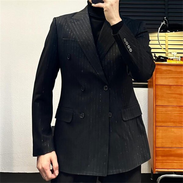 Casual Double Breasted Striped Men Blazer P0261 - Image 2