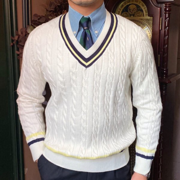 V-Neck Knitted Sweater Pullover P0062 - Image 2