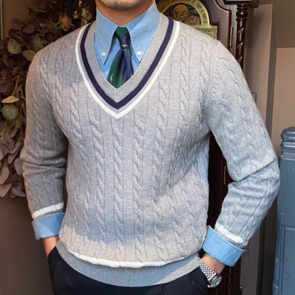 V-Neck Knitted Sweater Pullover P0062