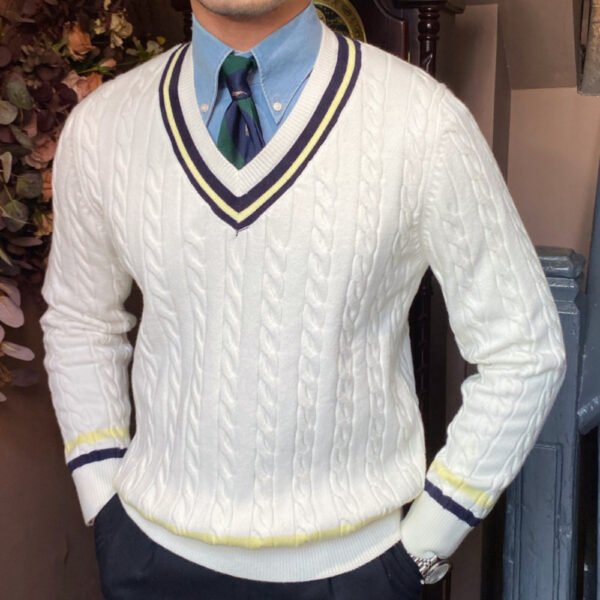 V-Neck Knitted Sweater Pullover P0062 - Image 4
