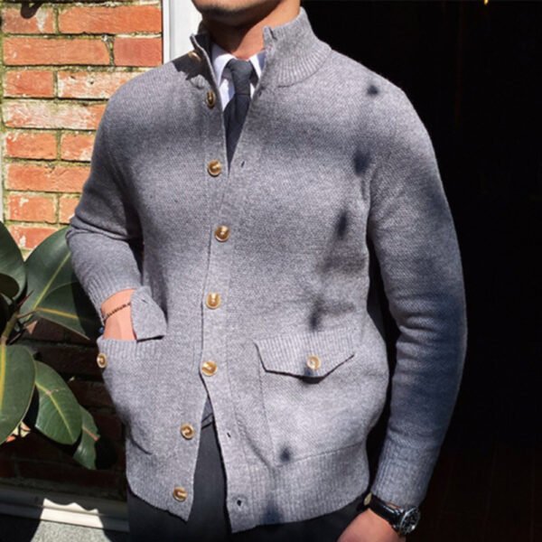 Single Breasted Pocket Sweater Cardigan P0050 - Image 2