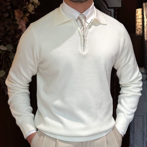 Slim Lapel Knit Pullover Sweater P0045