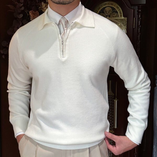 Slim Lapel Knit Pullover Sweater P0045 - Image 4