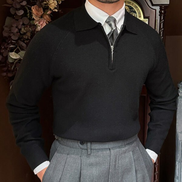 Slim Lapel Knit Pullover Sweater P0045 - Image 2