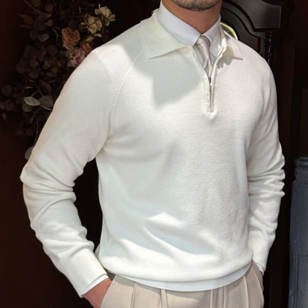 Slim Lapel Knit Pullover Sweater P0045 - Image 3