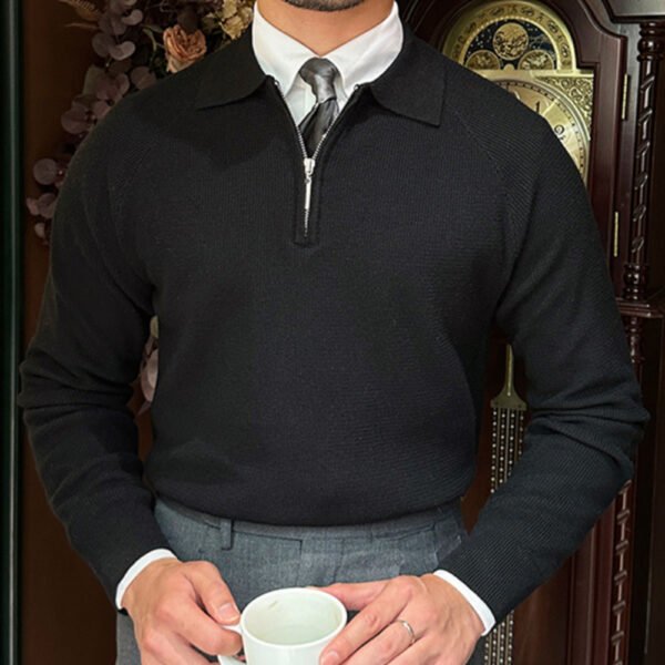 Slim Lapel Knit Pullover Sweater P0045 - Image 5