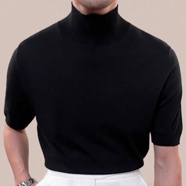 Half Turtleneck Short Sleeve Sweater T-shirt P0044