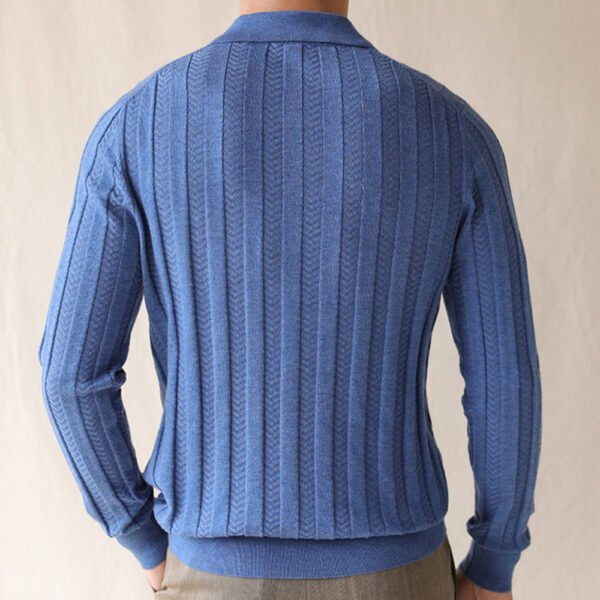 Lapel Slim Fit Knitted Sweater Pullover P0043 - Image 6
