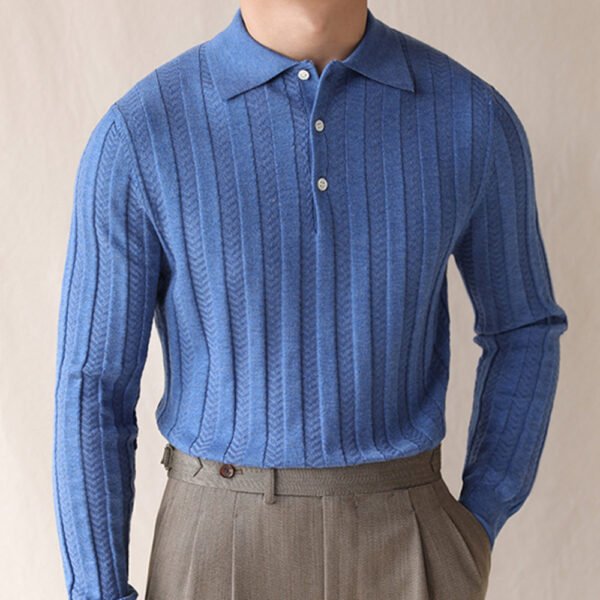 Lapel Slim Fit Knitted Sweater Pullover P0043