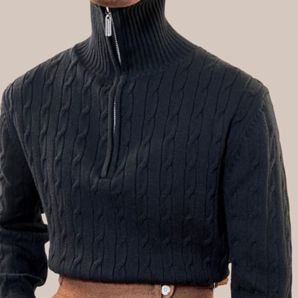 Zipper Large Lapel Pullover Knitted Sweater P0041 - Image 3