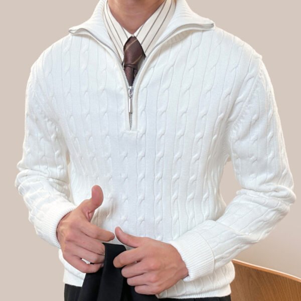 Zipper Large Lapel Pullover Knitted Sweater P0041 - Image 5