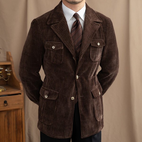 Lapel Corduroy Jacket Coat P0035 - Image 3