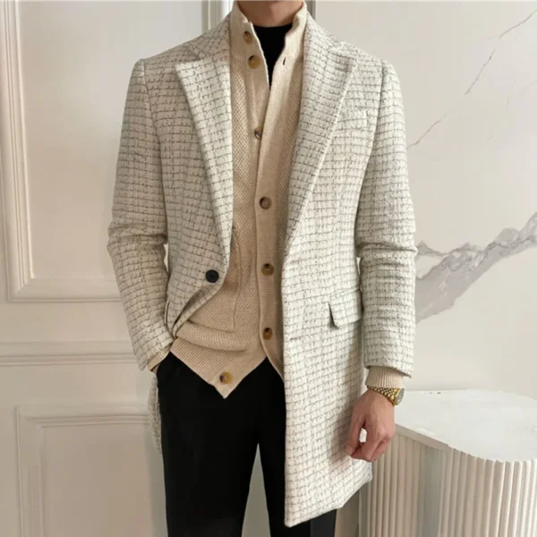 Single Breasted Long Men Jacket P0003