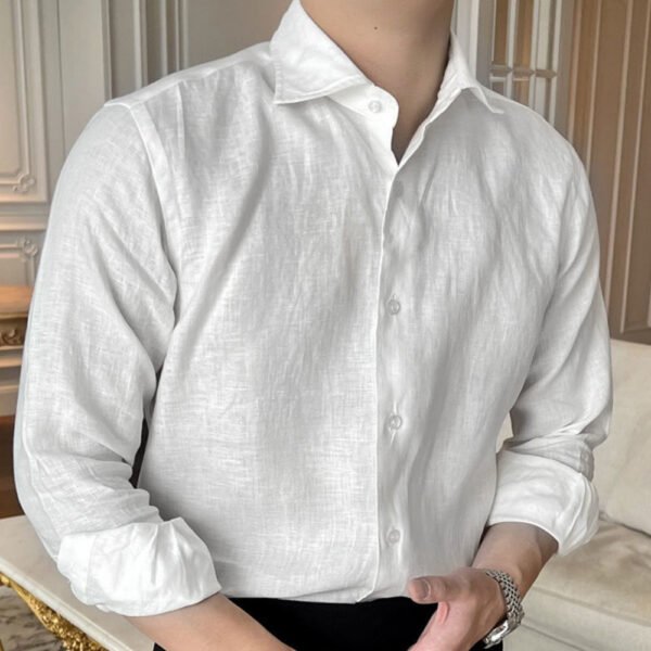 Lapel Solid Color Long Sleeved Shirt P0141