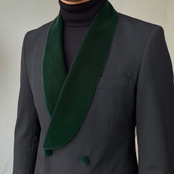 Shawl Collar Formal Velvet Splicing Suit Two Piece P0325 - Image 6