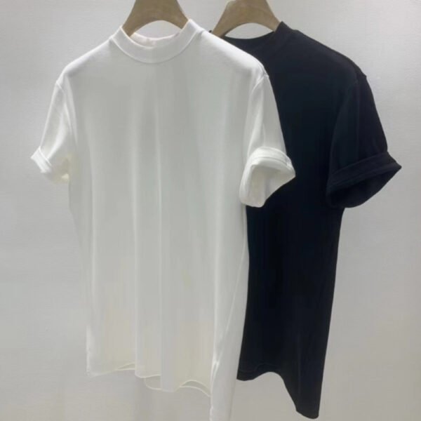 Men Short Sleeve T-shirt Black White P0324 - Image 4