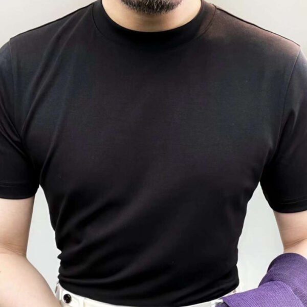 Men Short Sleeve T-shirt Black White P0324
