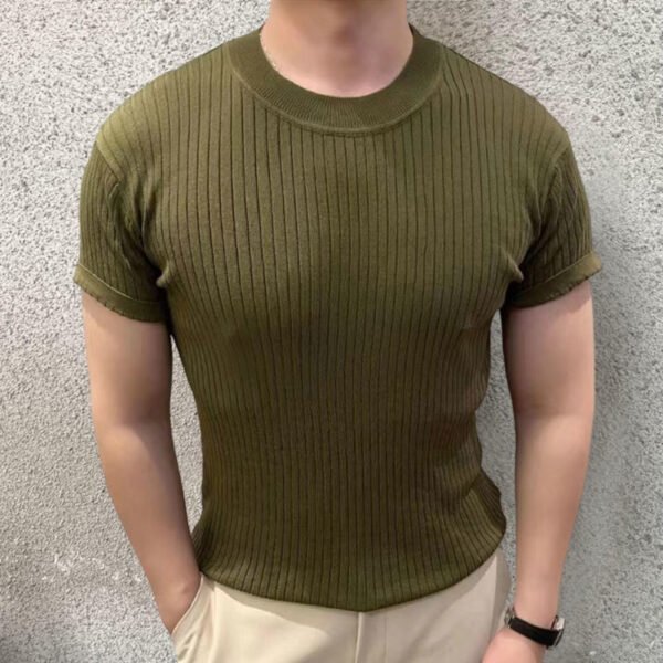 Solid Color O Neck Men's Slim T Shirt P0321