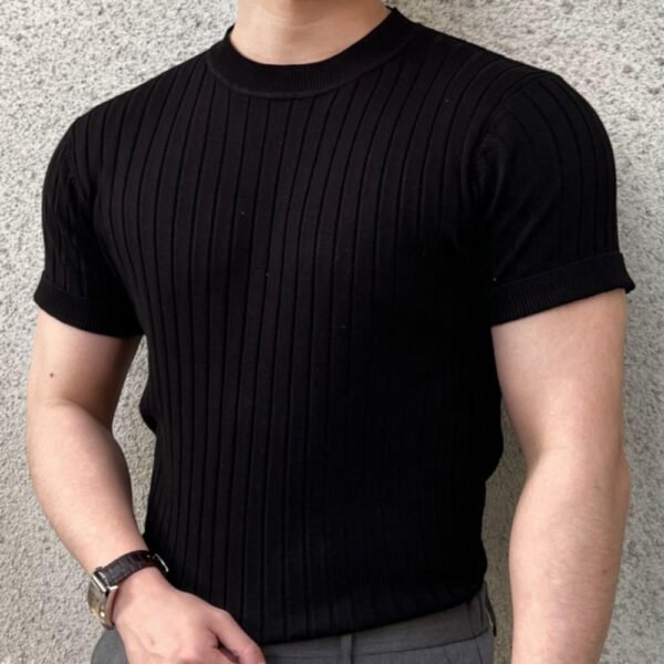 Solid Color O Neck Men's Slim T Shirt P0321 - Image 6