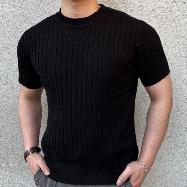 Solid Color O Neck Men's Slim T Shirt P0321 - Image 3