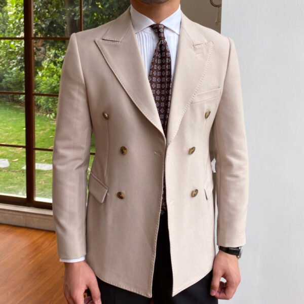 Men Blazers Double Breasted Casual Suit Jacket P0315 - Image 4