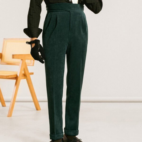 Corduroy Formal Straight High Waist Pants P0279 - Image 5