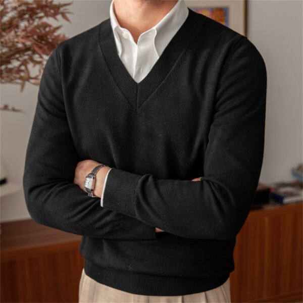 Pullover Knitted Long Sleeved V-Neck Knit Men's P0287 - Image 6