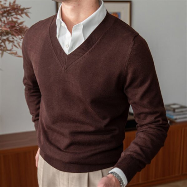 Pullover Knitted Long Sleeved V-Neck Knit Men's P0287 - Image 3