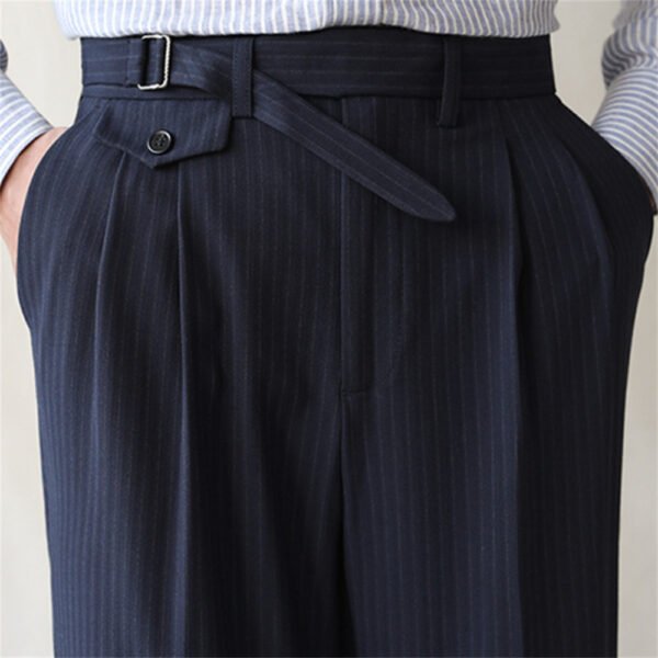 Stripe Straight Men Clothes Office Trousers P0296 - Image 5