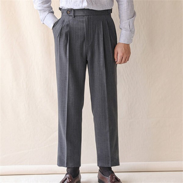 High Waist Straight Suit Pants Men P0298 - Image 5