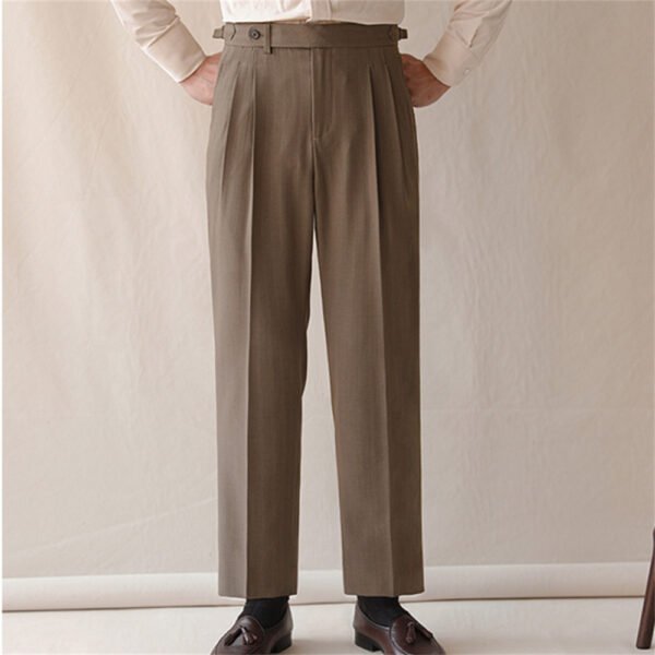 High Waist Straight Suit Pants Men P0298 - Image 2