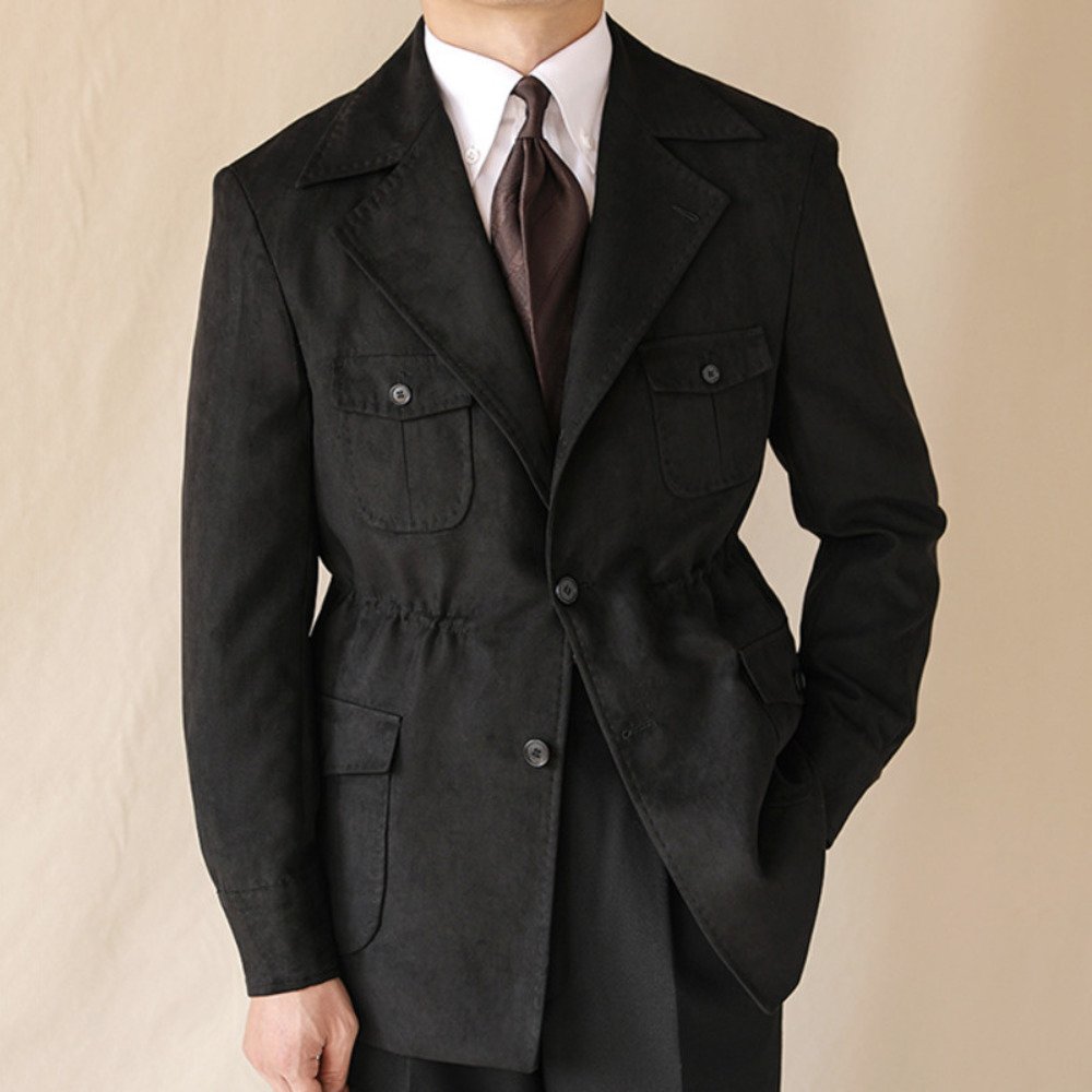 Multiple Pockets Men Jacket Lapel Coat P0312 - Image 2