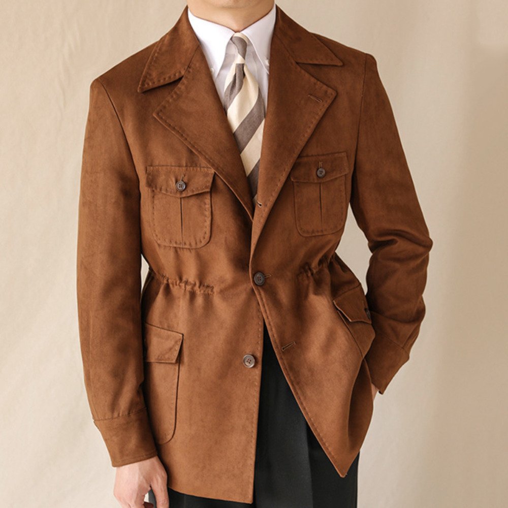 Multiple Pockets Men Jacket Lapel Coat P0312