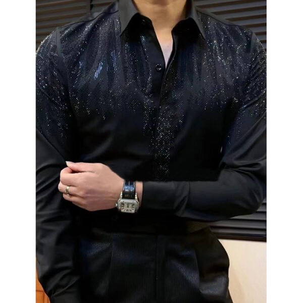 Luxury Hot Diamond Long Sleeved Shirt P0339 - Image 5