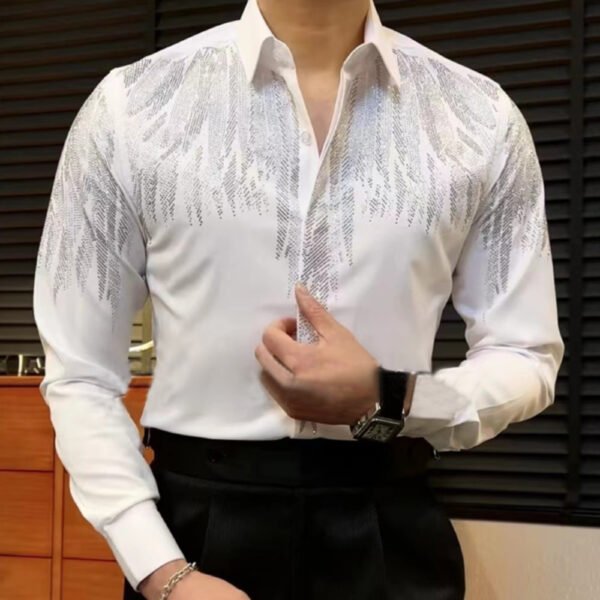 Luxury Hot Diamond Long Sleeved Shirt P0339 - Image 4