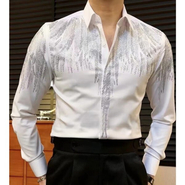 Luxury Hot Diamond Long Sleeved Shirt P0339 - Image 3