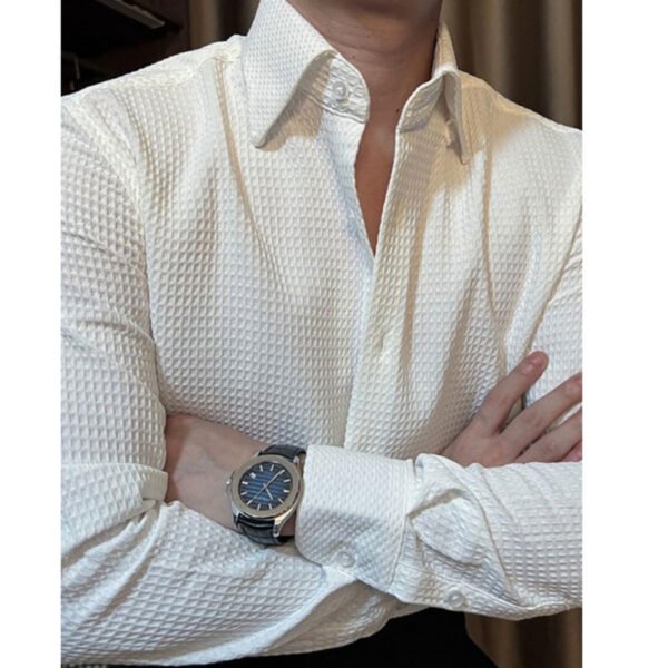 Casual Men Business Waffle Shirt P0327 - Image 6