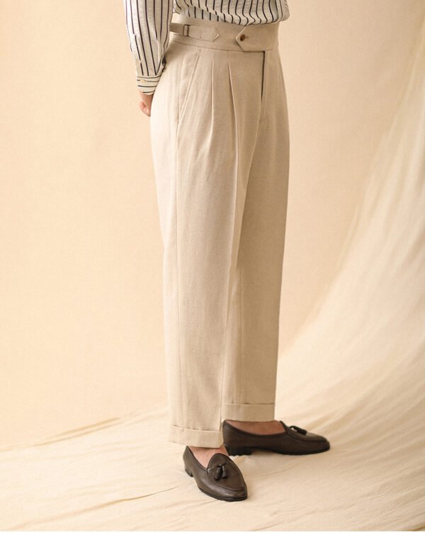 Linen High Waisted Straight Pant For Men P0371 - Image 5