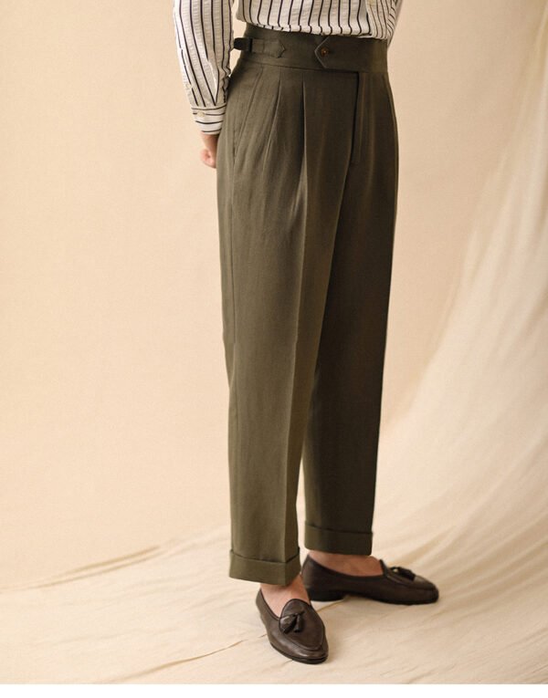 Linen High Waisted Straight Pant For Men P0371 - Image 12