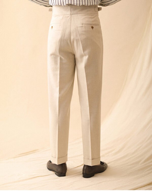 Linen High Waisted Straight Pant For Men P0371 - Image 6