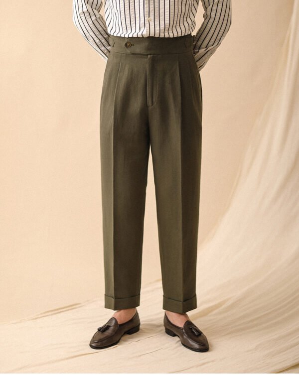 Linen High Waisted Straight Pant For Men P0371 - Image 11