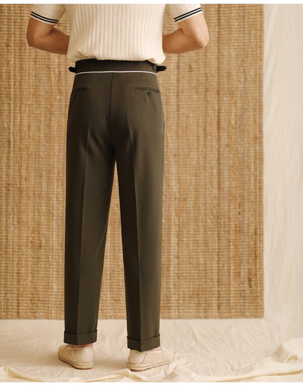 Straight Suit Pants For Men's High Waisted Trousers P0373 - Image 6