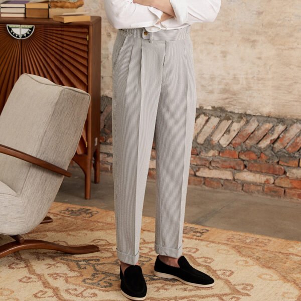 Striped High Waisted Straight Leg Pants Man P0364 - Image 4